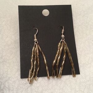 Twisted Silvertone Bar Fish Hook Earrings